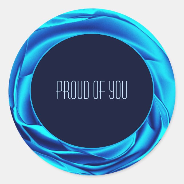 Metallic Rose Blue Round Sticker (Front)