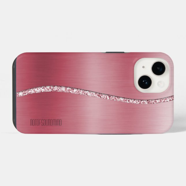 Metallic Rose Gold and Glitter Wave iPhone Case (Back Horizontal)