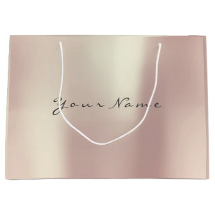 Metallic Rose Gold Blush Pearly Minimal Gift Large Gift Bag