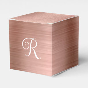 Metallic Rose Gold Curly Monogram Favour Box