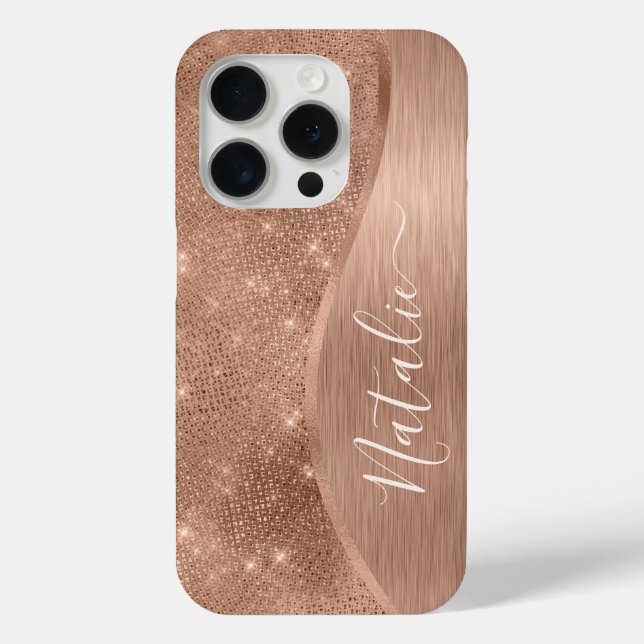 Metallic Rose Gold Glitter Personalised Case-Mate iPhone Case (Back)