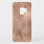 Metallic Rose Gold Glitter Personalised Case-Mate Samsung Galaxy S9 Case<br><div class="desc">Easily personalise this rose gold brushed metal and glamourous faux glitter patterned phone case with your own custom name.</div>