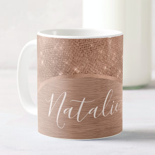 Metallic Rose Gold Glitter Personalised Coffee Mug