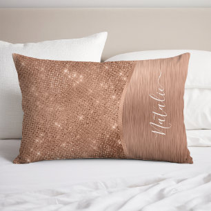 Metallic Rose Gold Glitter Personalised Pillowcase