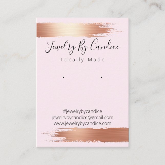 Metallic Rose Gold Handmade Jewellery Display Card (Front)