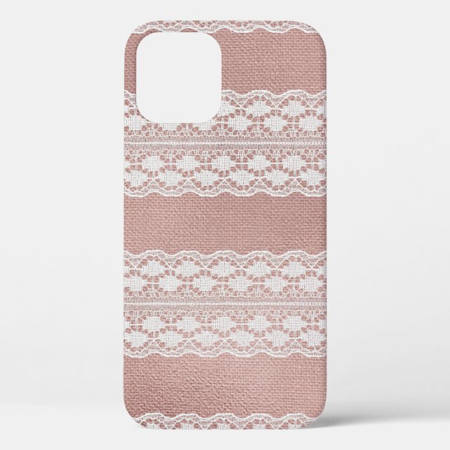 Metallic rose gold, off-white lace texture. Case-Mate iPhone case (Back)