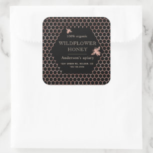 Metallic Rose Gold Queen Bee Honey Jar Label