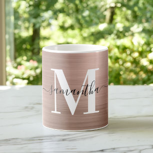 Metallic Rose Gold Signature Monogram Coffee Mug