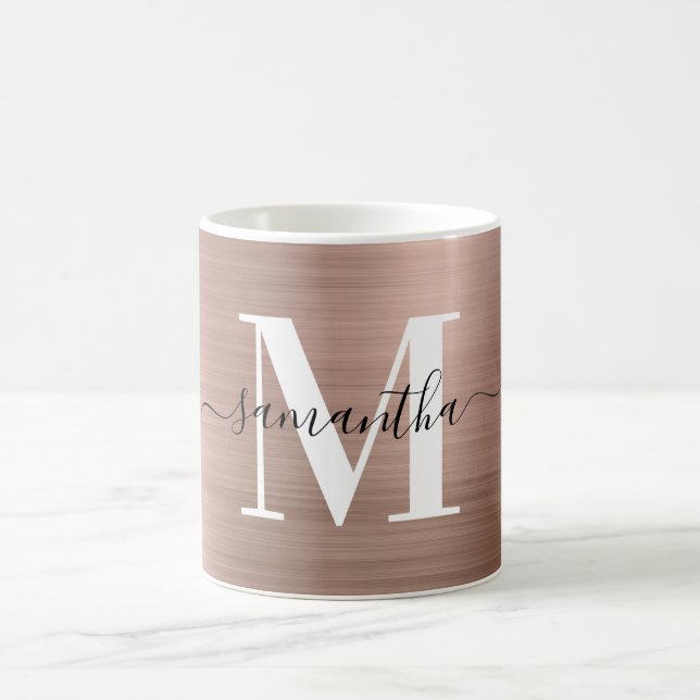 Metallic Rose Gold Signature Monogram Coffee Mug (Center)