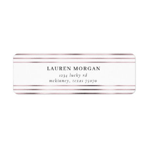 metallic rose gold stripes Return Address Label
