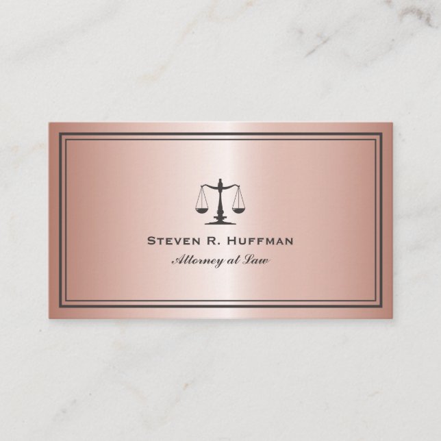 Metallic rose  gold ustice Scale Professional Business Card (Front)