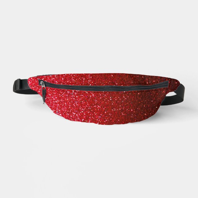 Metallic Ruby Red and Black Glitter Ombre Bum Bags (Front)