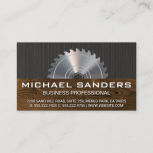 Metallic Saw   Wood Panel Business Card