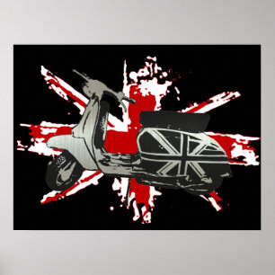 Metallic Scooter on shredded union jack art Poster