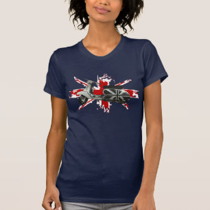 Metallic Scooter on shredded union jack art T-Shirt