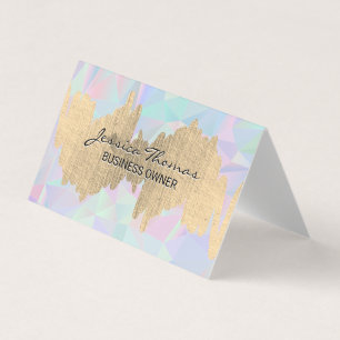 Metallic Scribble Geometric Holographic Business Card