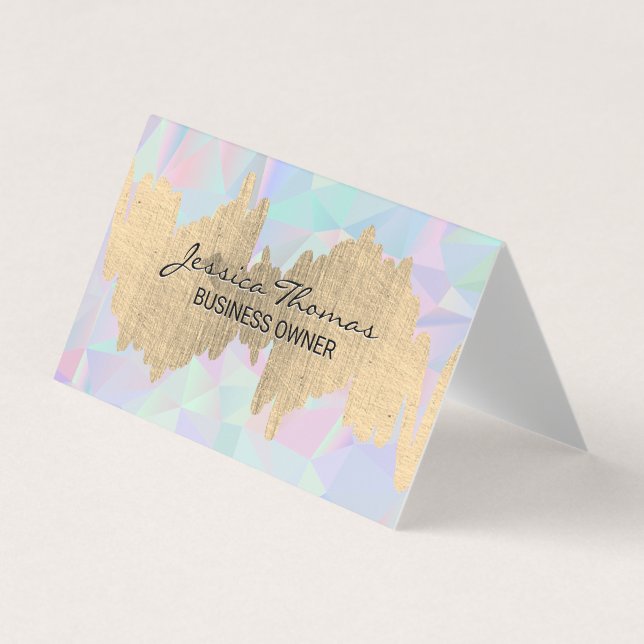 Metallic Scribble | Geometric Holographic Business Card (Front)