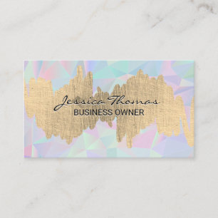 Metallic Scribble Geometric Holographic Business Card