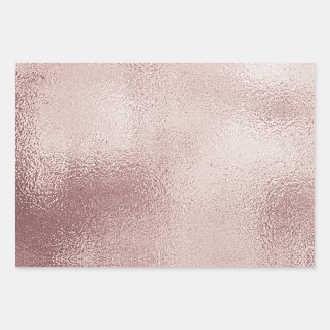 Metallic Shimmer Pink Orange Brown Gold  Wrapping Paper Sheet (Front)