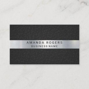 Metallic Shine Black Leather Business Card