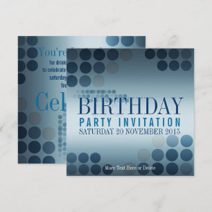 Metallic Shine Blue Party Birthday Invitation
