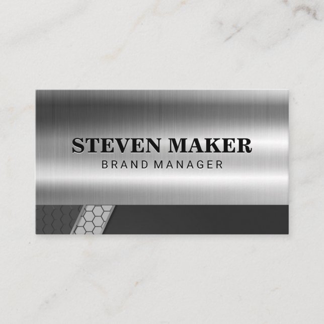 Metallic Shine | Industrial Geometric  Business Card (Front)