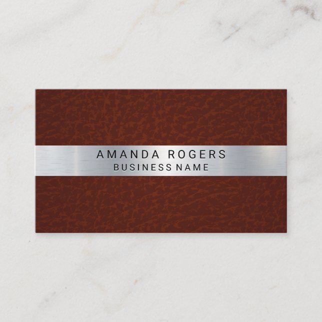Metallic Shine | Red Leather Business Card (Front)