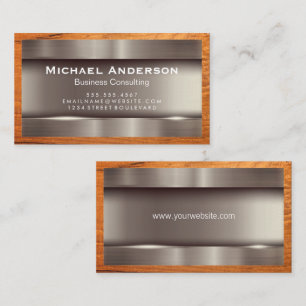 Metallic Shine Wood Grain Business Card