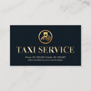 Metallic Shiny Gold Taxi Service Signage Driver Business Card