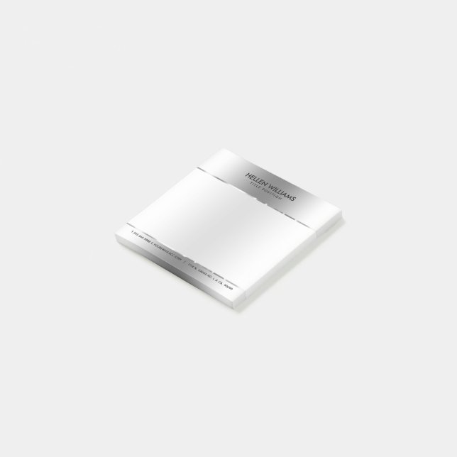 Metallic Shiny Sliver-Grey Background Post-it Notes (Angled)