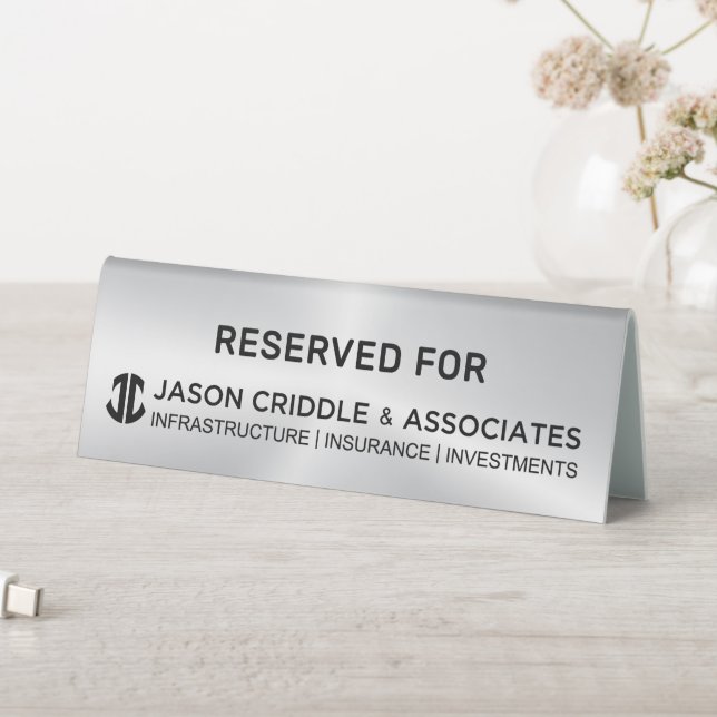 Metallic Silve Custom Logo Table Tent-Reserved For (In SItu (Table))