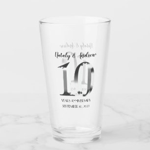 Metallic Silver 10th Wedding Anniversary Glass
