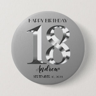 Metallic Silver 18th birthday 7.5 Cm Round Badge