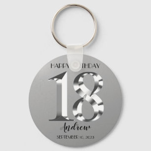 Metallic Silver 18th birthday Key Ring