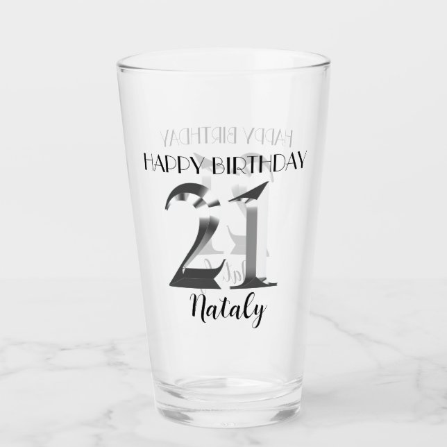 Metallic silver 21st birthday glass (Front)
