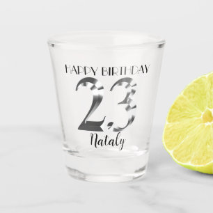 Metallic silver 23th birthday shot glass