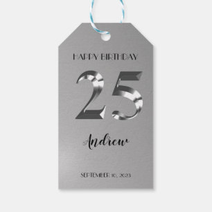 Metallic Silver 25th birthday Gift Tags