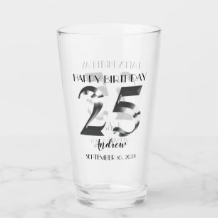 Metallic Silver 25th birthday Glass