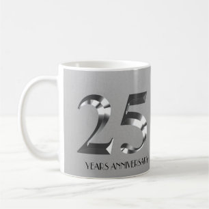 Metallic Silver 25th Wedding Anniversary Coffee Mug