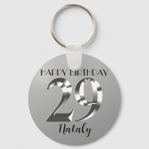 Metallic silver 29th birthday key ring