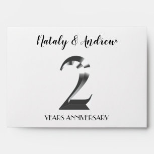 Metallic Silver 2th Wedding Anniversary Envelope