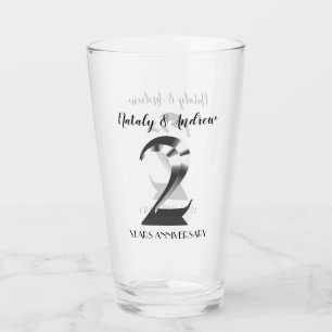Metallic Silver 2th Wedding Anniversary Glass