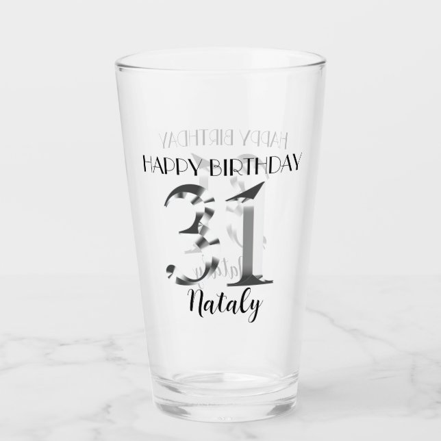 Metallic silver 31st birthday glass (Front)