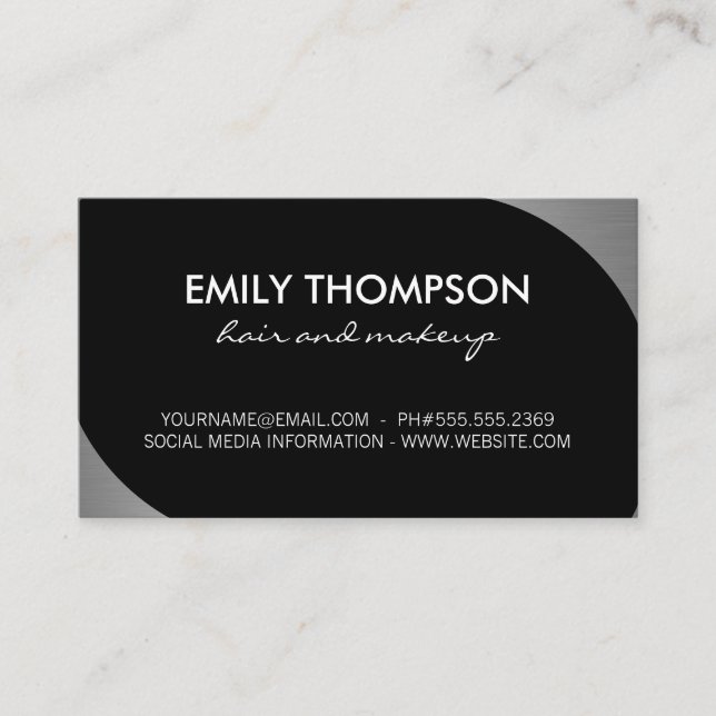 Metallic Silver Accent Business Card (Front)