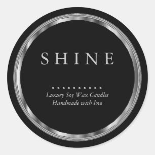 Metallic Silver and Black Label