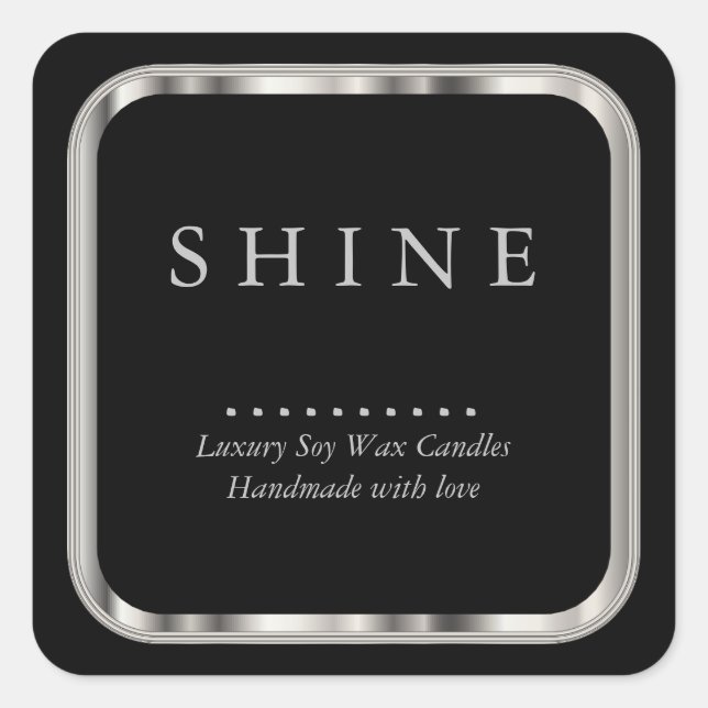 Metallic Silver and Black Labels Square (Front)