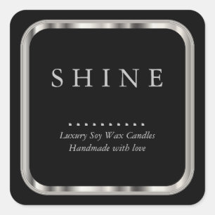 Metallic Silver and Black Labels Square