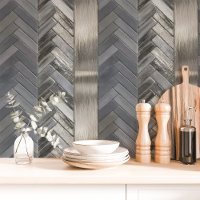 Metallic Silver and Grey Chevron Herringbone