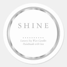 ⭐ Metallic Silver and White Classic Round Sticker