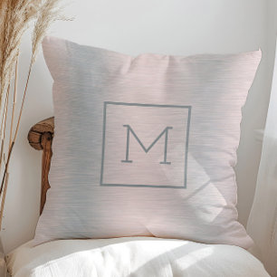 Metallic Silver background monogram Cushion